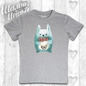 Прикольные футболки: Зайка с букетом Акварель